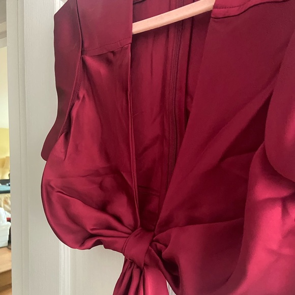 Jason Ju Red V-Neck Bow Dress - Picture 6 of 9